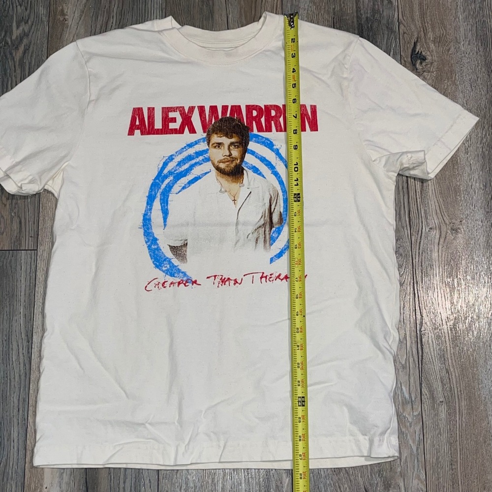 Alex Warren Cheaper Than Therapy Tour T-Shirt Mens Medium Cream Concert Graphic - Picture 5 of 8
